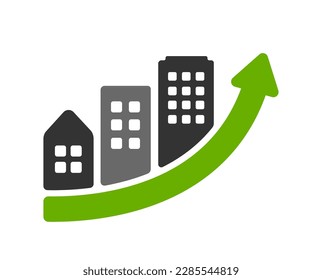 Urban development,  increase of land prices vector icon illustration