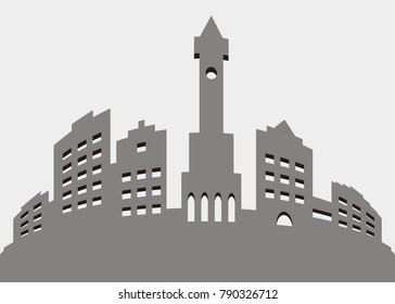 Urban development, panorama, vector icon