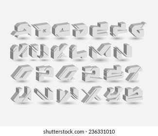 Urban Digital Graffiti Alphabet Set -3D