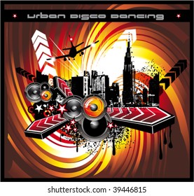 Flyer colorido de evento de disco urbano para eventos de música