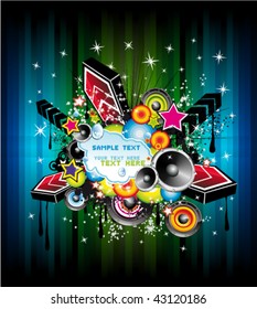 Urban Disco Music Abstrac Background with fantasy elemetnts