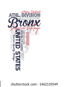 Urban district Bronx, typography slogan for t-shirt printing design and various jobs, vector illustrations
