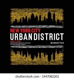 urban district new york city slogan typography graphic free stock vector illustration