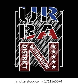 urban district typography, vector illustration