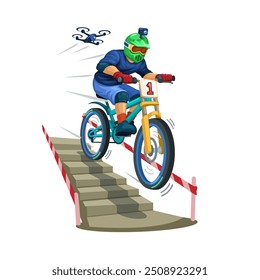 Urban Downhill Extreme Sport Cartoon Illustration Vector