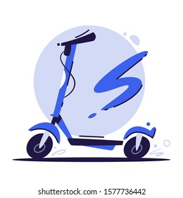 Urban eco friendly transportation concept. Blue bike. Riding bike. Cartoon flat vector illustration. City ecological transport
