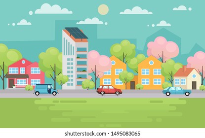 School Building Flat Style Modern School Stock Vector (Royalty Free ...