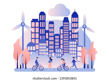 Urban ecology set. Zero Waste. Flat cartoon style. Vector illustration