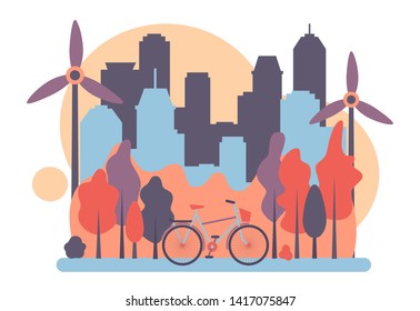 Urban ecology set. Zero Waste. Flat cartoon style. Vector illustration