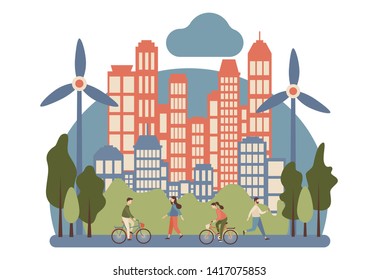 Urban ecology set. Zero Waste. Flat cartoon style. Vector illustration