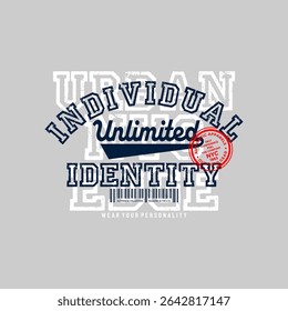 Urban edge, identity, abstract typography modern design slogan. Vector illustration graphics for print t shirt, apparel, background, poster, banner, postcard and or social media 