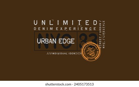 Urban edge, unlimited, individual identity, abstract typography modern design slogan. Vector illustration graphics for print t shirt, apparel, background, poster, banner, postcard and or social media