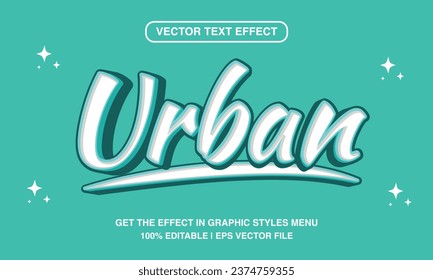 Urban editable text effect template, 3d cartoon retro text style, premium vector	