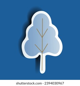 Urban element of winter set in sticker design. The winter scenery in this eye-catching sticker portray an urban tree in a lively and colorful style against cool blue background. Vector illustration.