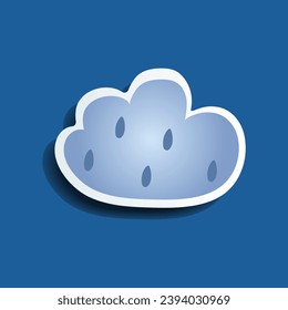 Urban element of winter set in sticker design. This eye-catching sticker embody the essence of winter through urban cloud against a soothing blue backdrop. Vector illustration.