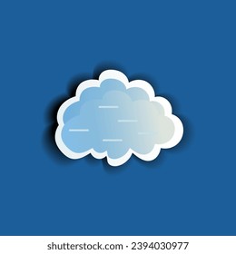 Urban element of winter set in sticker design. Winter sticker showcase a lively winter urban cloud in a colorful design against a cool blue backdrop. Vector illustration.