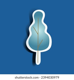 Urban element of winter set in sticker design. Winter aesthetic with a burst of color from this lively sticker showcase an urban tree against a soothing blue backdrop. Vector illustration.