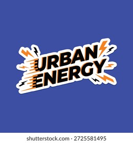 Urban Energy Bold Typography Vector – Dynamic Streetwear Logo with Lightning Graphic Design