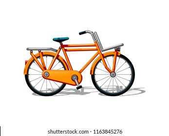 Urban family bike flat vector. Urban bicycle, leasure and sport transport for family. Bicycle illustration for a logo or an icon. Bike drawing isolated on white background. City transport