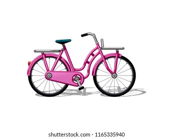 Urban family bike flat vector. Urban bicycle, leasure and sport transport for family. Bicycle illustration for a logo or an icon. Bike drawing isolated on white background. City transport