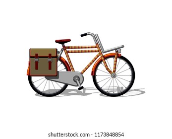 Urban family bike flat vector. Urban bicycle, leasure and sport transport for family. Bicycle illustration for a logo or an icon. Bike drawing isolated on white background. City transport