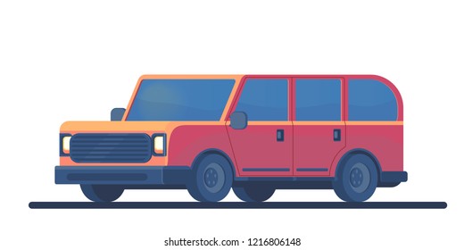 Urban family car. Sport utility vehicle. SUV. Crossover or off-road auto. Vector flat illusration isolated on white.