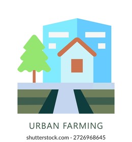 Ilustración Urbana Del Icono Plano De La Agricultura Mini, Uso Para El Concepto Moderno, Impresión, Ui, Kit De La Ux, Web Y Desarrollo Del App. Vector Relacionado Con La Tecnología Verde Y Más