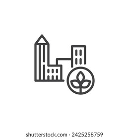 Icono de la línea Urban Farming. signo de estilo lineal para concepto móvil y diseño web. Icono de vector de contorno de agricultura urbana. Símbolo, ilustración del logotipo. Gráficos vectoriales