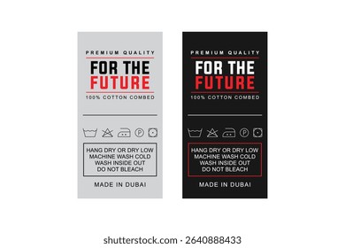 Urban Fashion Label Design Template Apparel Satin Clothing Tag with Wash Symbols