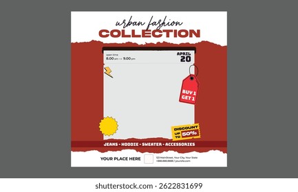 Urban Fashion Socials Media. Vector Illustration Art Template