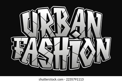 Urban fasshion word graffiti style letters.Vector hand drawn doodle cartoon logo illustration. Funny cool urban fasshion letters, fashion, graffiti style print for t-shirt, poster concept