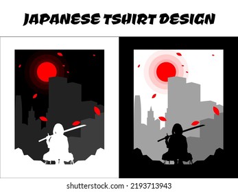 urban female samurai, silhouette japan samurai vector for design t shirt concept, silhouette samurai, Japanese t-shirt design, silhouette for a Japanese theme, Samurai Vector Illustration