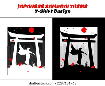 urban female samurai, silhouette japan samurai vector for design t shirt concept, silhouette samurai, Japanese t-shirt design, silhouette for a Japanese theme