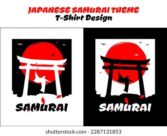 urban female samurai, silhouette japan samurai vector for design t shirt concept, silhouette samurai, japanese streetwear design for t-shirt, Japanese theme t-shirt