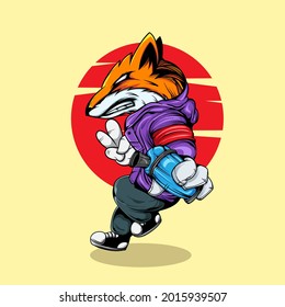 URBAN FOX CAHARACTER WTIH SPRAY PAINT