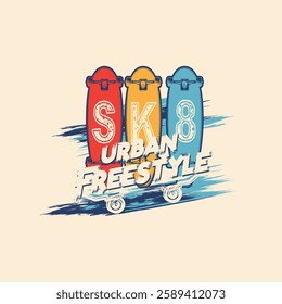 Urban Free Style skate boards vector illustration
