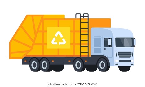 Camión urbano de basura. Ordenación de la basura, reciclado Ilustración del vector