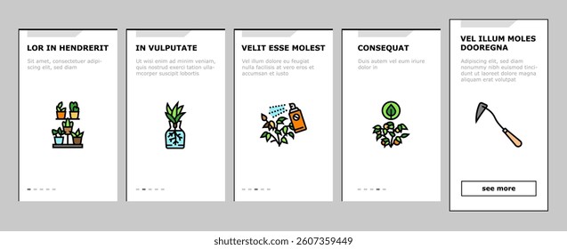 urban gardening agriculture green onboarding mobile vector garden food, organic vegetable, farmer farm, community plant, nature, person city urban gardening agriculture green illustrations