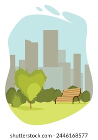 Urban gardening. Ecological and sustainable green lifestyle. City plants in urban environment concept. City parks element for advertising flyer, leaflet, info banner idea. Vector illustration