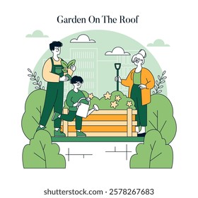 Urban gardening promotes sustainable living and family bonding. A roof garden serves as a refuge from city life, showcasing a nurturing environment for plants and relationships. Community members