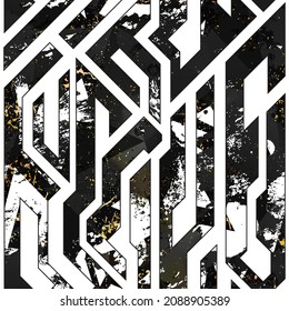 Städtisches geometrisches nahtloses Muster mit Grunge-Effekt.