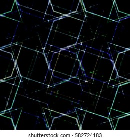 Urban geometric seamless pattern with grunge effect
