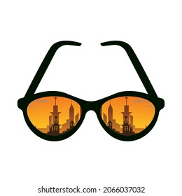 urban glasses icon landscape illustration vector design