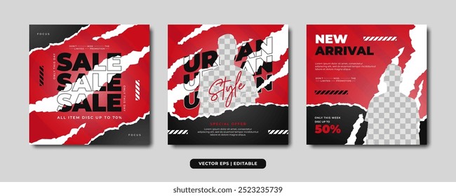 Urban gradient fashion sale social media post template