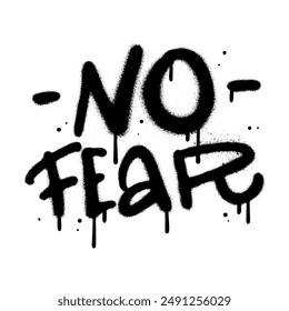 Urban graffiti lettering - no fear text sprayed in black over white. vector illustration.