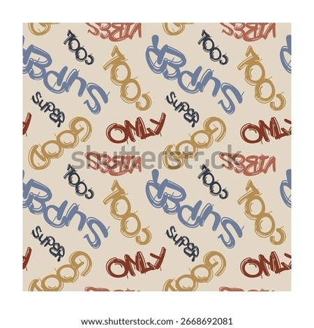 Urban graffiti seamless pattern. Street art typography background with slang words for teen apparel print. Vector illustration.