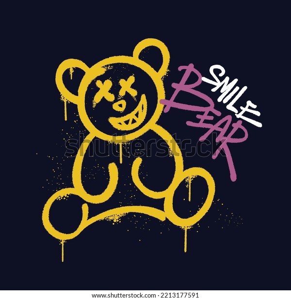 Urban Graffiti Street Art Bear Slogan Stock Vector (Royalty Free ...