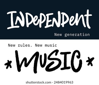 Urban graffiti street art. Minimalism illustration print with typography slogan. Vintage artwork design. Style of 80s, 90s, 00s. Independent music for graphic tee t shirt or poster - Vector.