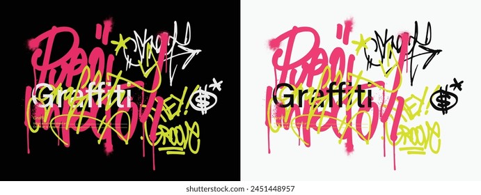 Urbana graffiti street wall art ilustración estampado con texto de eslogan motivacional para camiseta gráfica o sudadera con capucha o póster - Vector