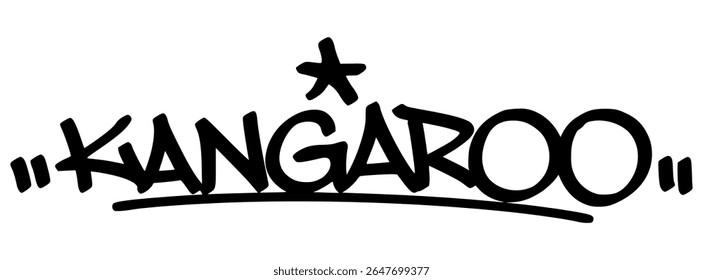 Urban graffiti tag of “Kangaroo” in bold black style. A strong, jumpy, and dynamic animal tag ideal for youth merch, sport themes, and creative graphics.